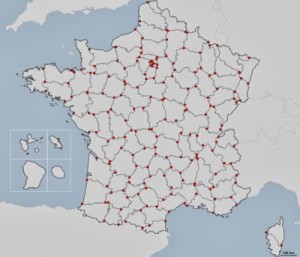 topologie France : points nœuds pour les départements