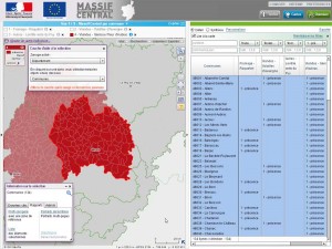 Interface cartographique et statistique du Massif Central